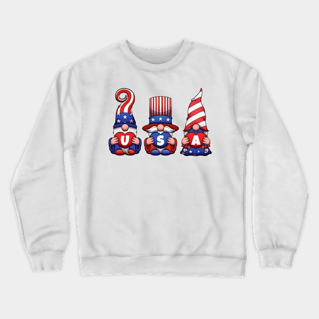 4th of July USA Gnomes Crewneck Sweatshirt by TheMaskedTooner